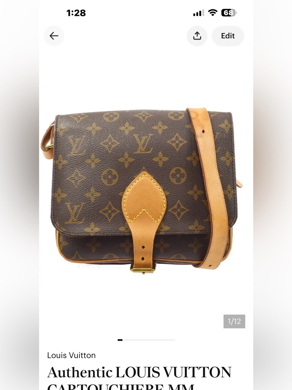 Authentic LOUIS VUITTON CARTOUCHIERE MM SHOULDER BAG MONOGRAM M51253